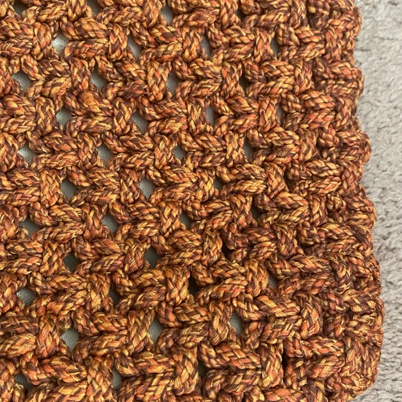 Vintage 1970s Orange Macrame Handbag Purse With Acrylic Handle Reteo Boho MCM - Picture 2 of 6